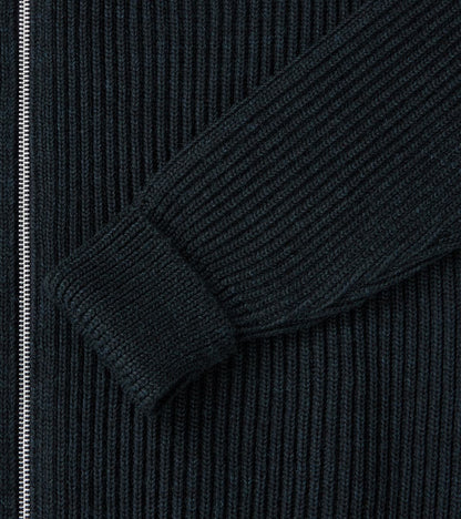 Navy Full Zip Sweater - Dark Indigo