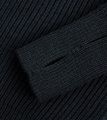 Navy Full Zip Sweater - Dark Indigo