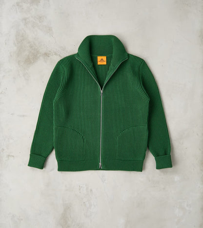 Andersen-Andersen Navy Full Zip Pocket Sweater - Green