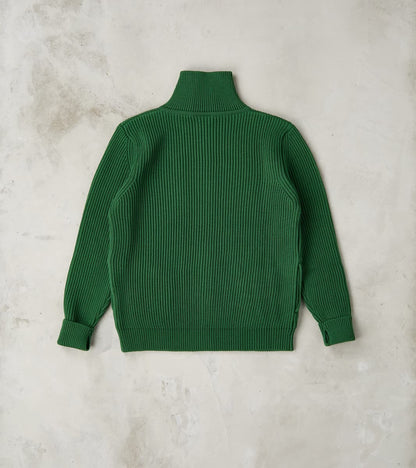 Navy Full Zip Pocket Sweater - Green