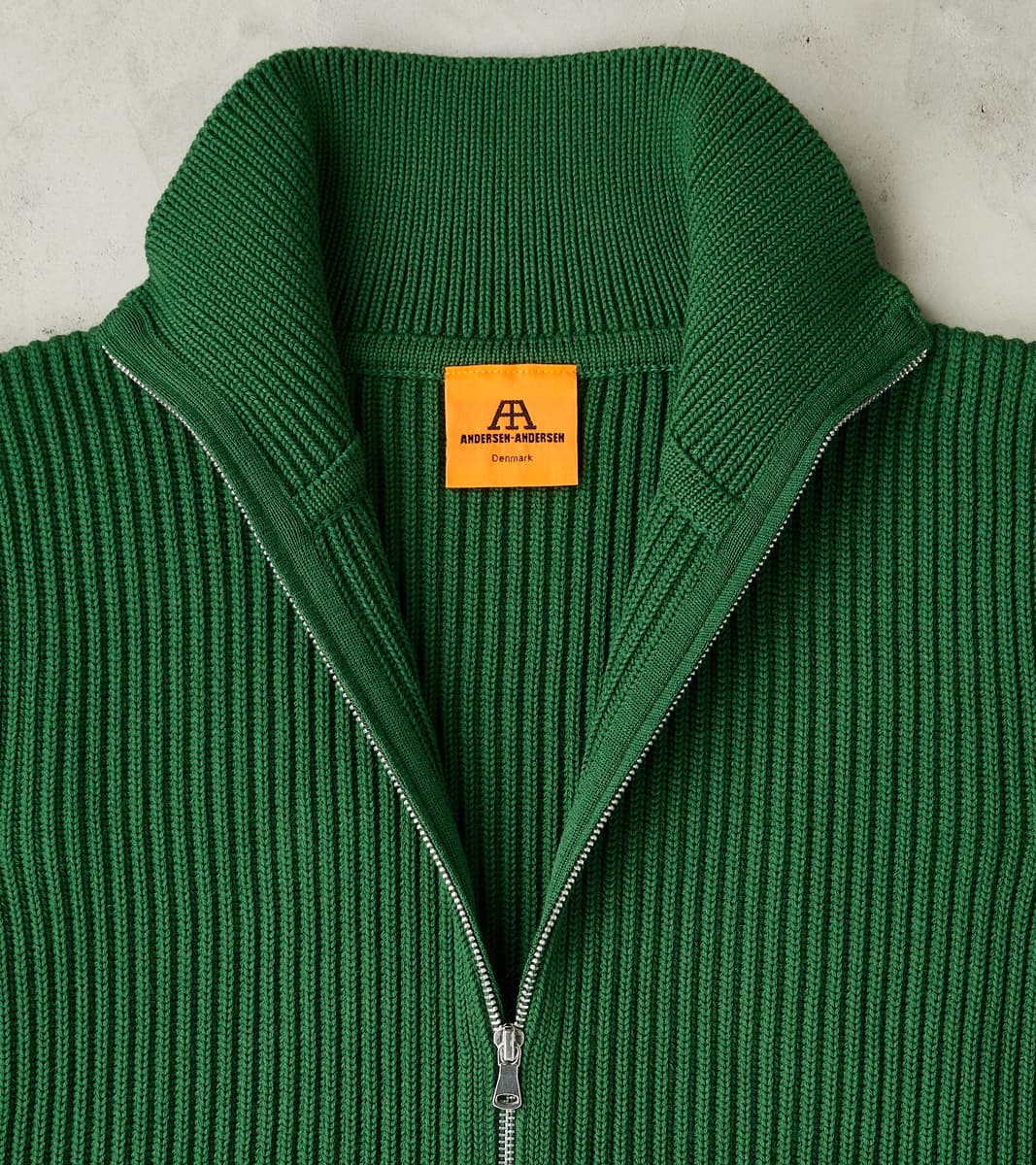 Andersen-Andersen Navy Full Zip Pocket Sweater - Green – Division