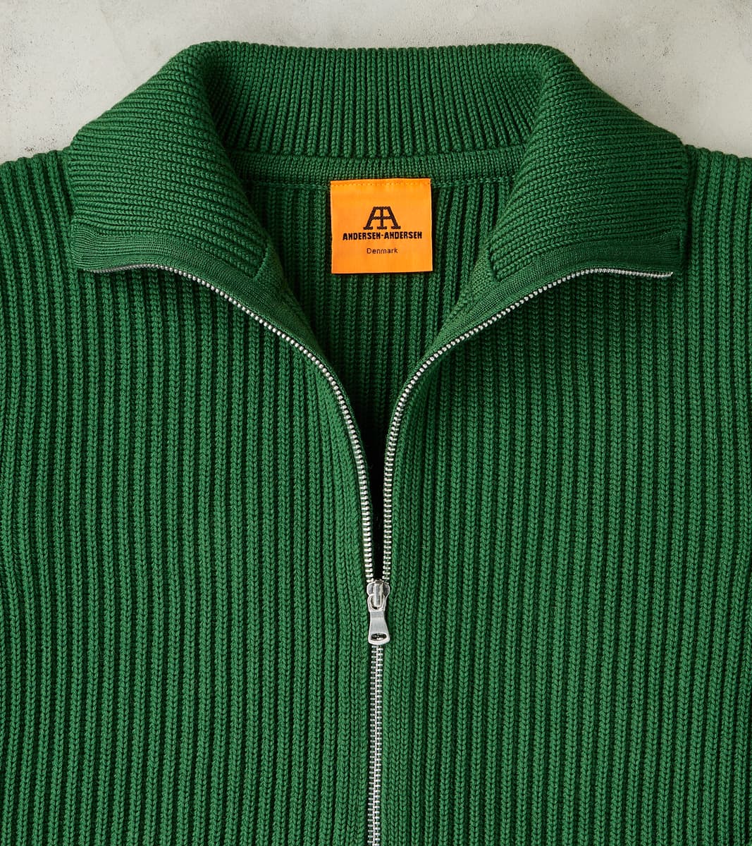 Andersen-Andersen Navy Full Zip Pocket Sweater - Green – Division