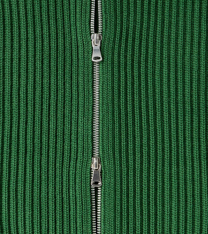 Navy Full Zip Pocket Sweater - Green