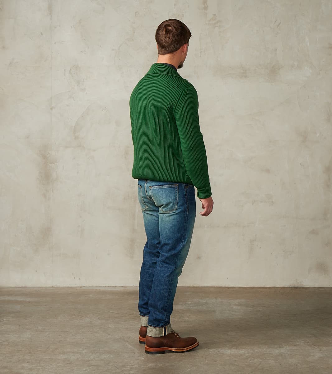 Andersen-Andersen Navy Full Zip Pocket Sweater - Green – Division