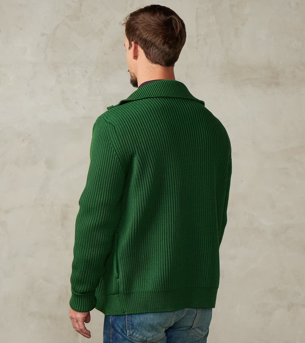 Andersen-Andersen Navy Full Zip Pocket Sweater - Green – Division