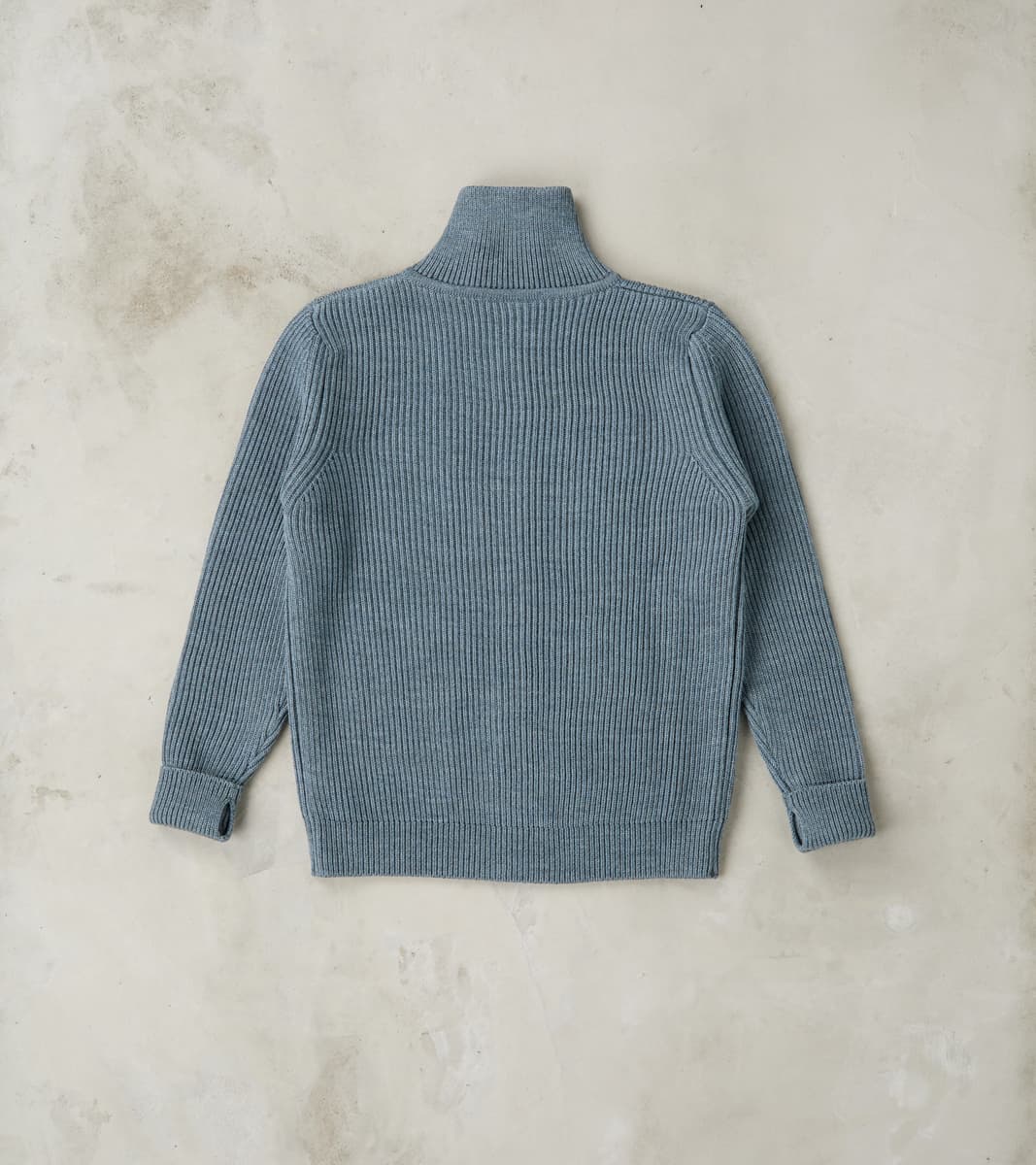 Navy Full Zip Sweater - Light Indigo