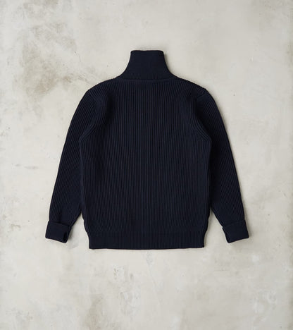 Navy Full Zip Pocket Sweater - Navy