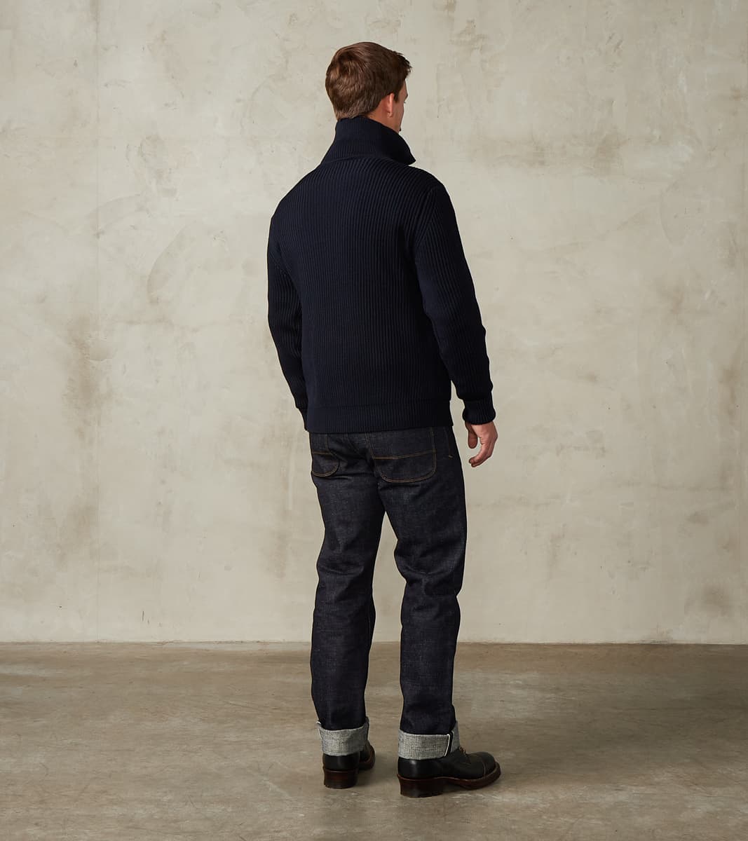 Navy Full Zip Pocket Sweater - Navy