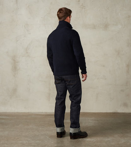 Navy Full Zip Pocket Sweater - Navy