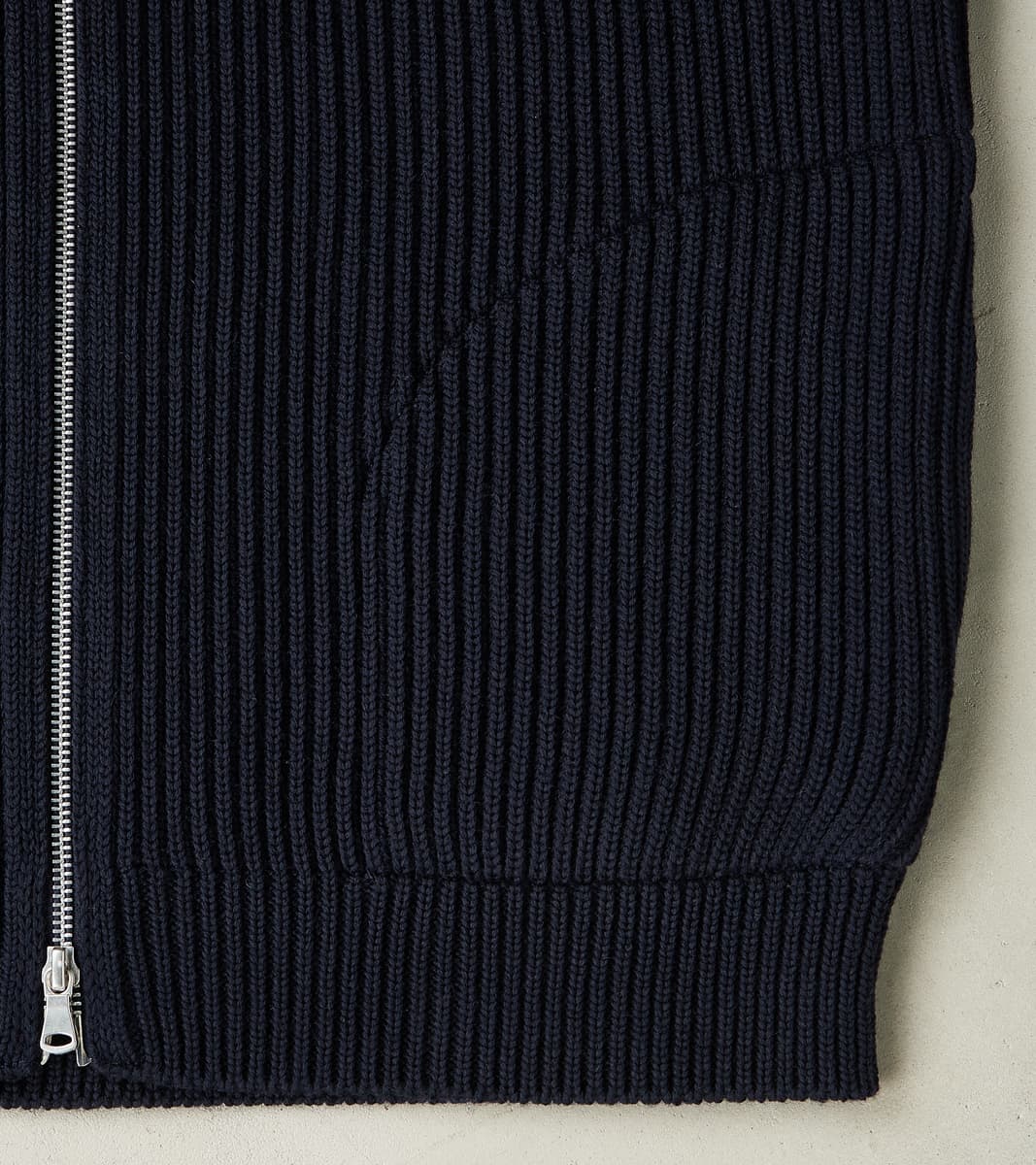 Navy Full Zip Pocket Sweater - Navy