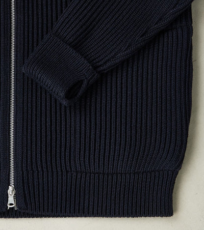 Navy Full Zip Pocket Sweater - Navy