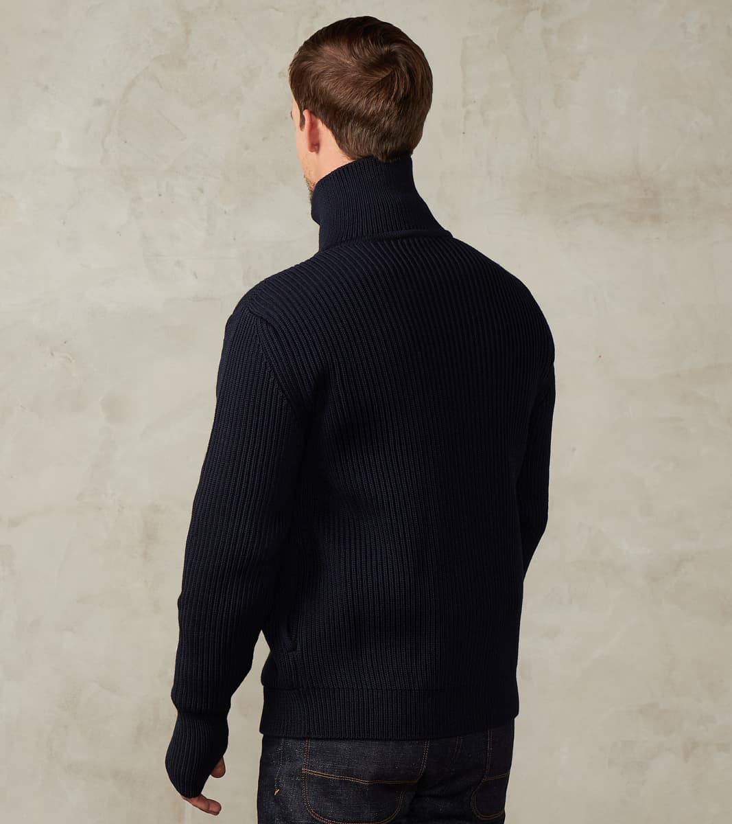 Navy Full Zip Pocket Sweater - Navy