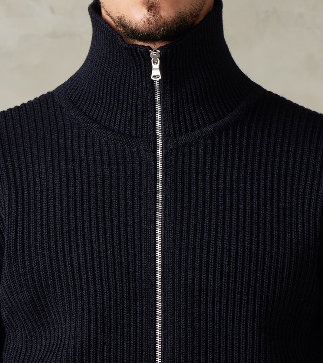 Andersen-Andersen Navy Full Zip Pocket Sweater - Navy – Division