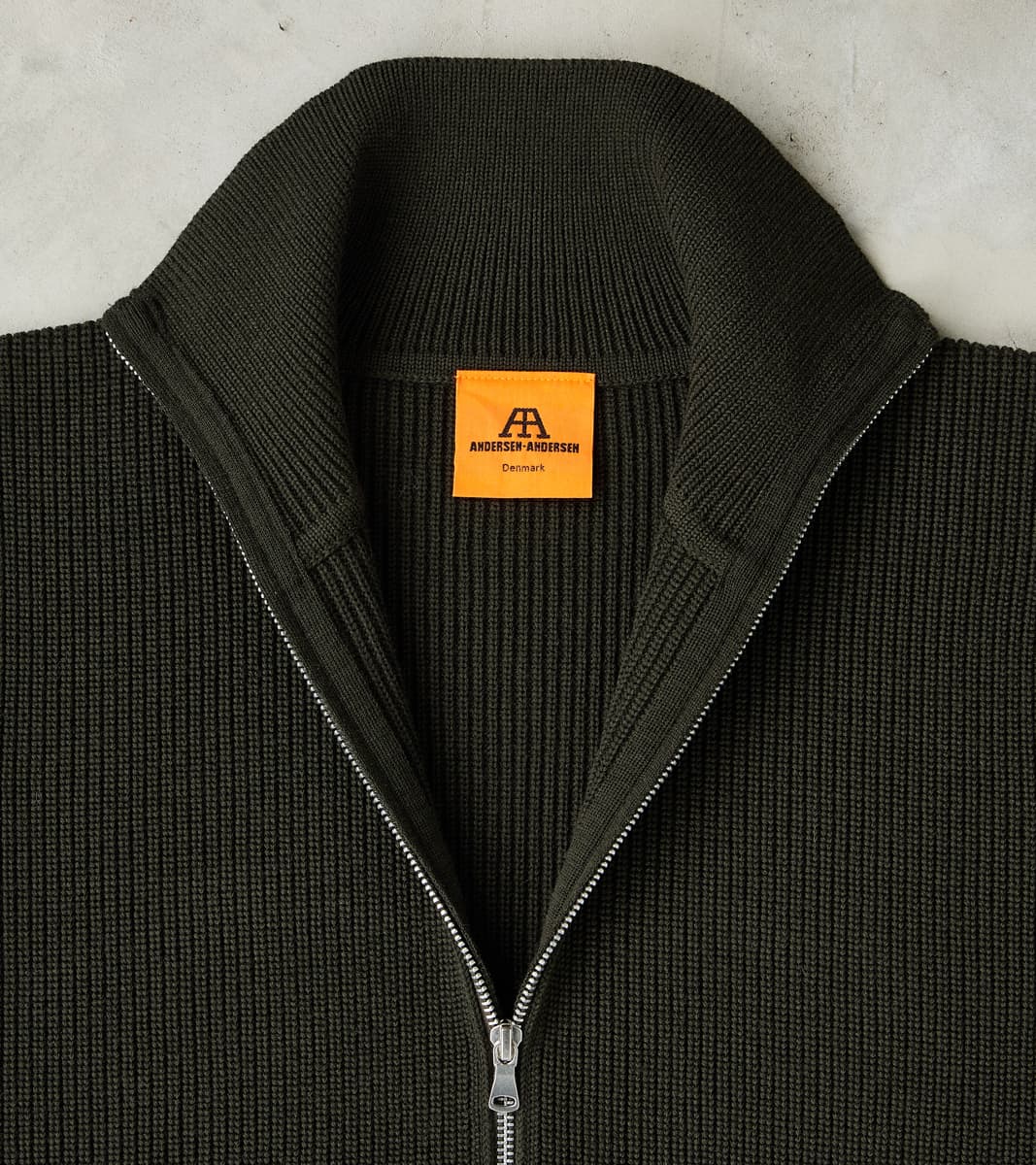 Andersen-Andersen Sailor Full Zip Sweater - Hunting Green