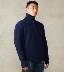 Andersen-Andersen Navy Half Zip Sweater - Royal Blue