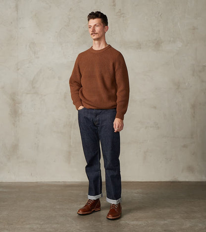 Signature Crew Neck Solid Wool Yarn Knit - Camel
