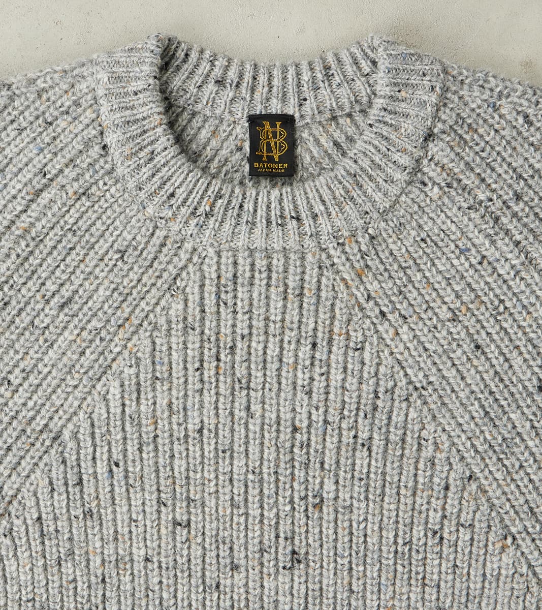 Signature Crew Neck Donegal Yarn Knit - Grey
