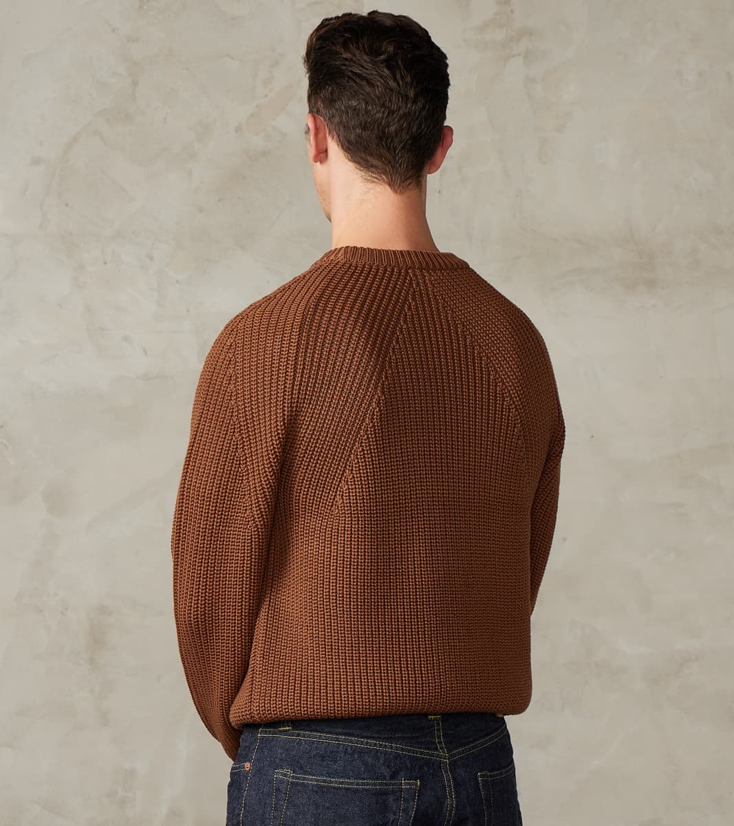 Signature Crew Neck Solid Wool Yarn Knit - Camel