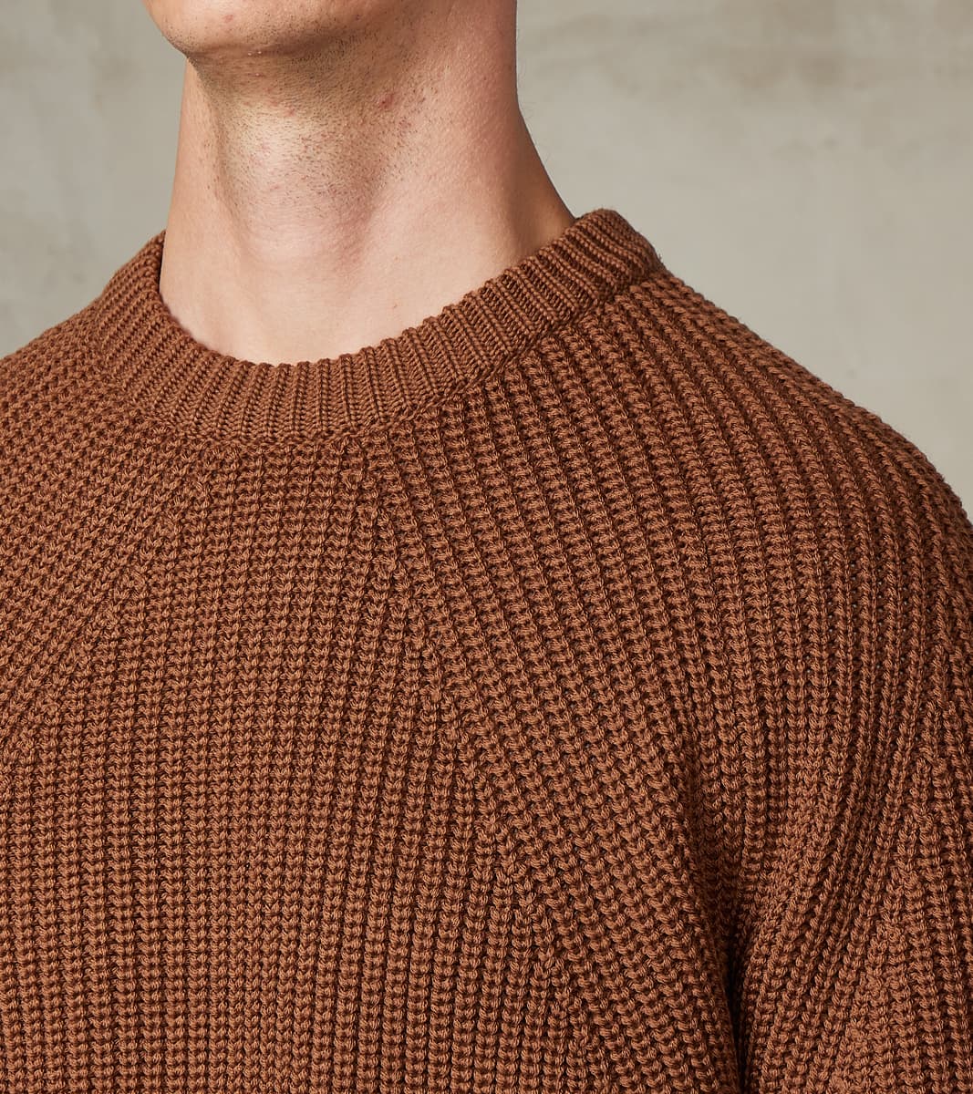 Signature Crew Neck Solid Wool Yarn Knit - Camel