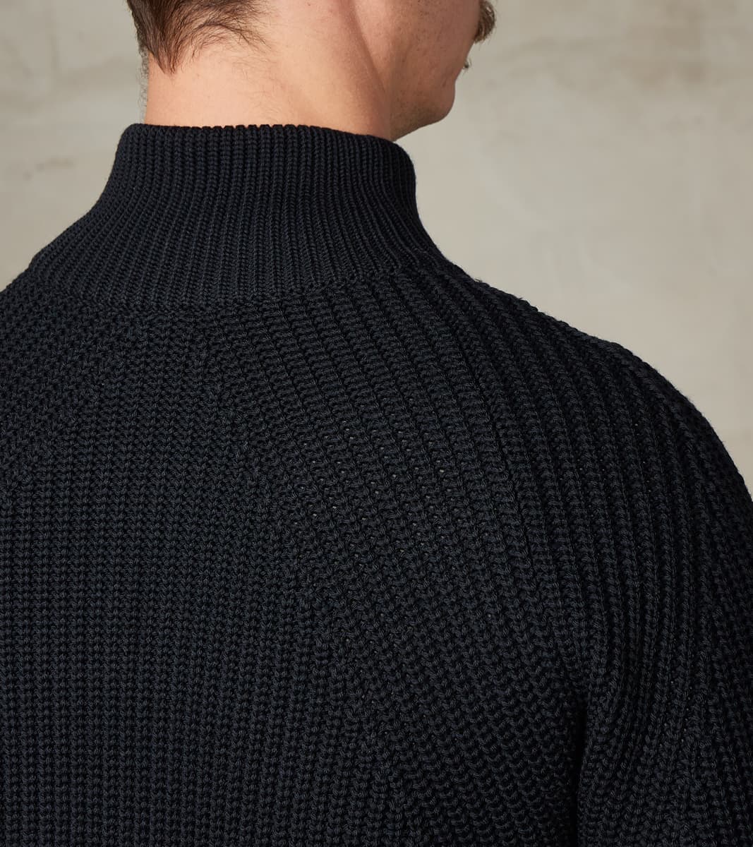 Signature Drivers Zip Solid Wool Yarn Knit - Navy