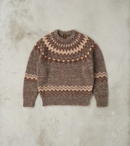 Batoner Nordic Crew Neck Alpaca Yarn Knit - Brown
