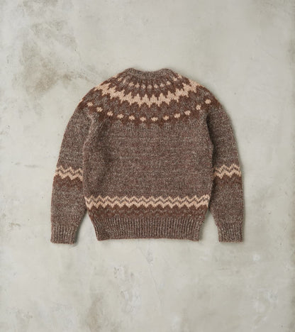 Nordic Crew Neck Alpaca Yarn Knit - Brown
