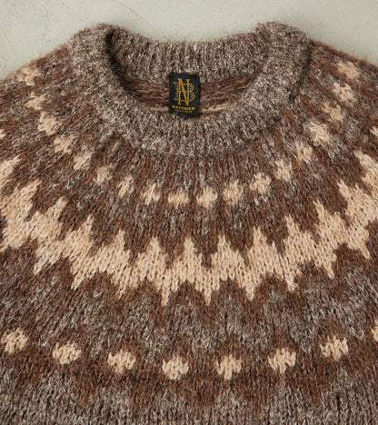 Nordic Crew Neck Alpaca Yarn Knit - Brown