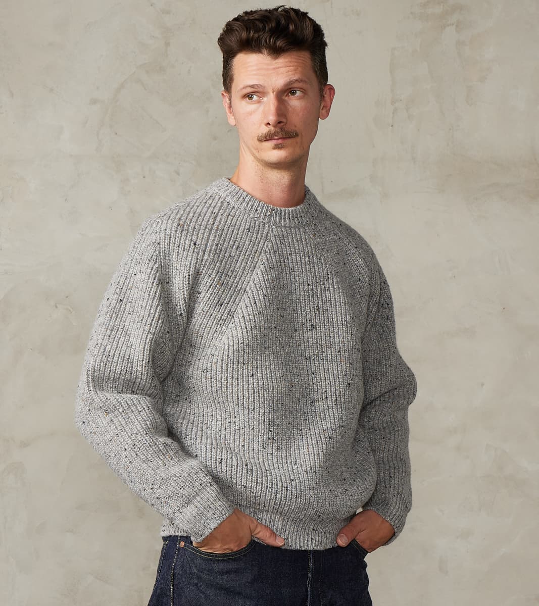 Batoner Signature Crew Neck Donegal Yarn Knit - Grey