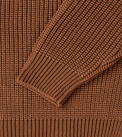 Signature Crew Neck Solid Wool Yarn Knit - Camel