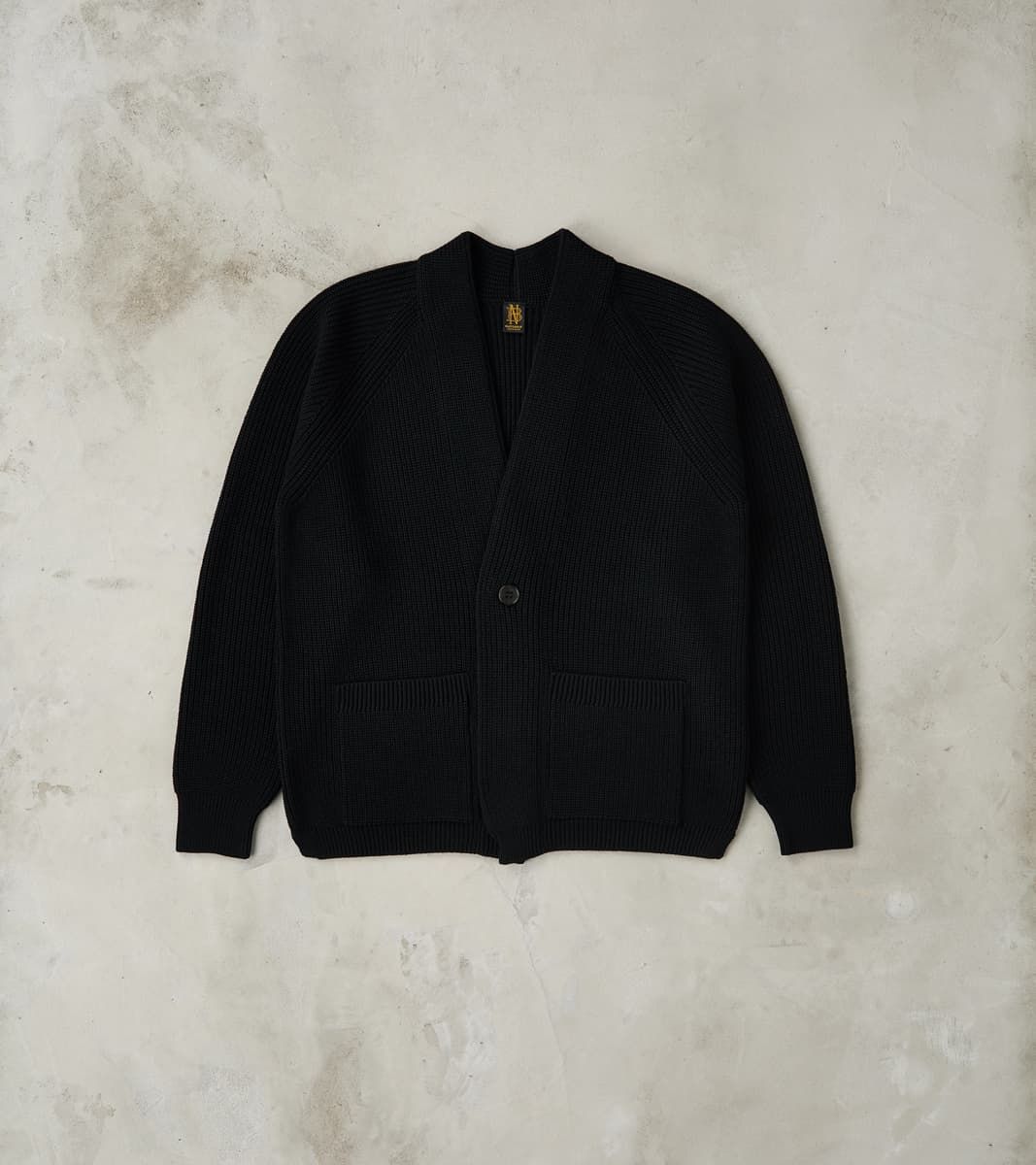 Batoner Signature 1-Button Cardigan Solid Wool Yarn Knit - Black