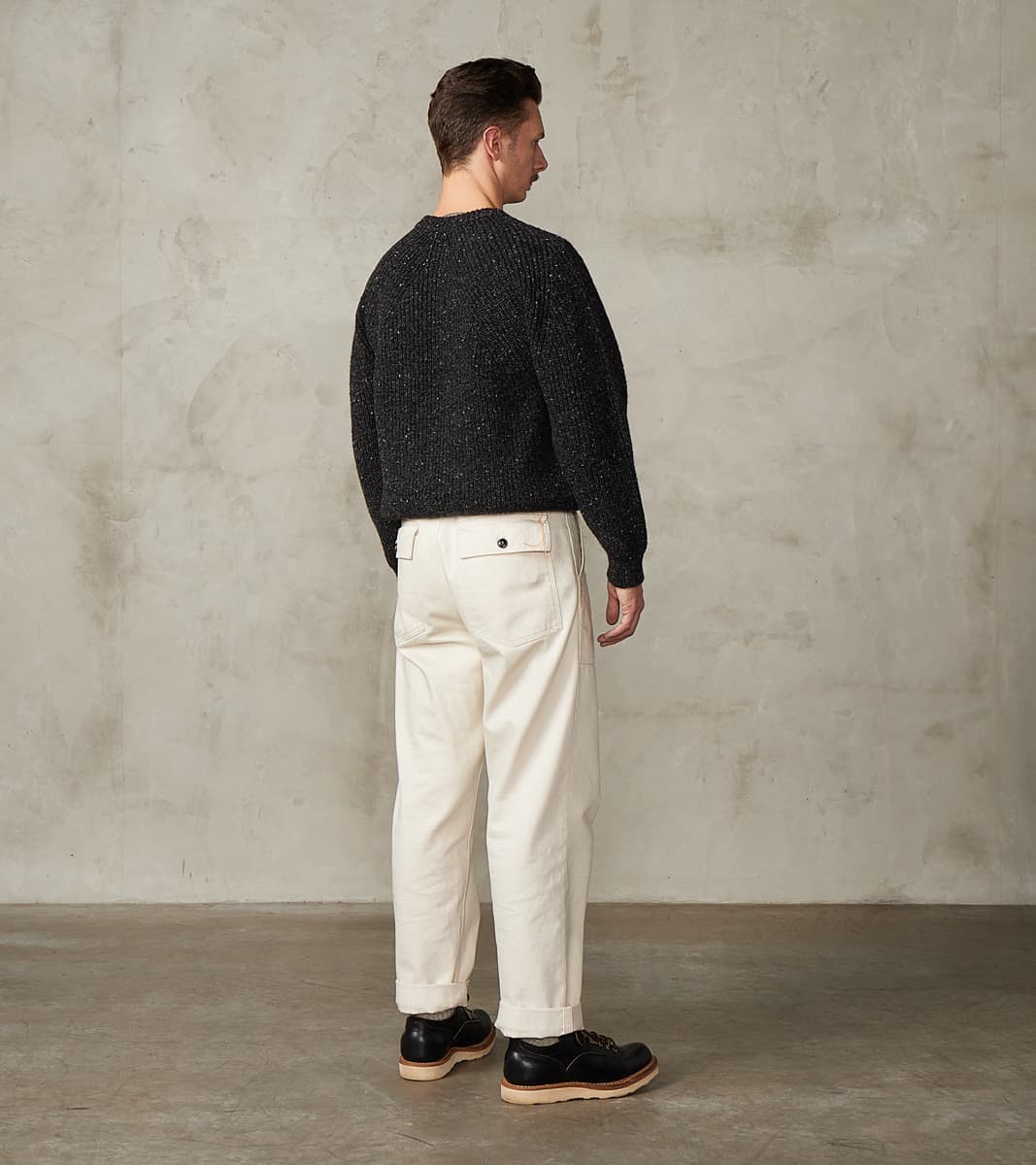 Signature Crew Neck Donegal Yarn Knit - Black