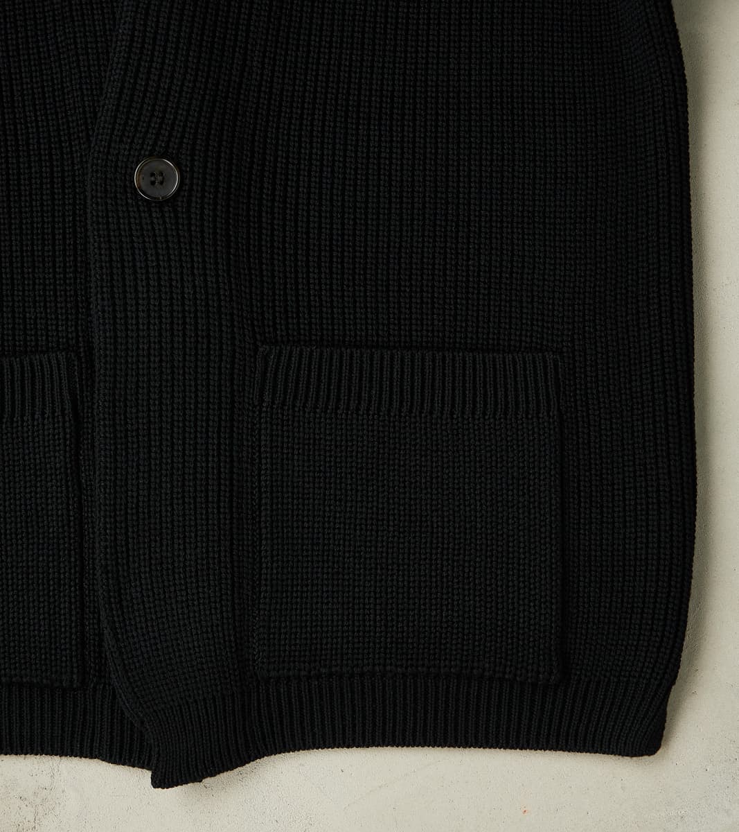 Signature 1-Button Cardigan Solid Wool Yarn Knit - Black