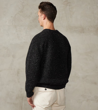 Signature Crew Neck Donegal Yarn Knit - Black