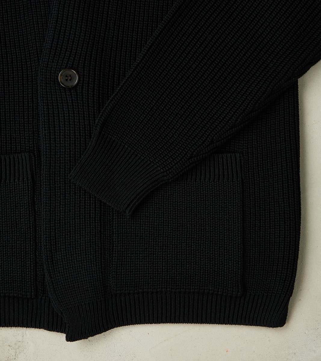 Signature 1-Button Cardigan Solid Wool Yarn Knit - Black