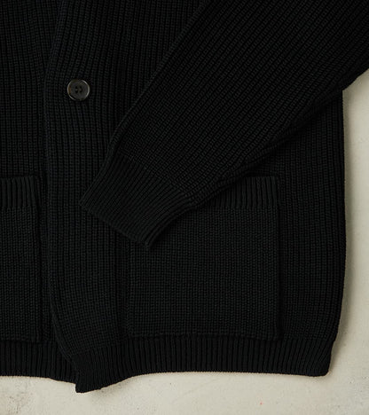 Signature 1-Button Cardigan Solid Wool Yarn Knit - Black