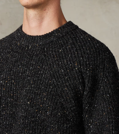 Signature Crew Neck Donegal Yarn Knit - Black