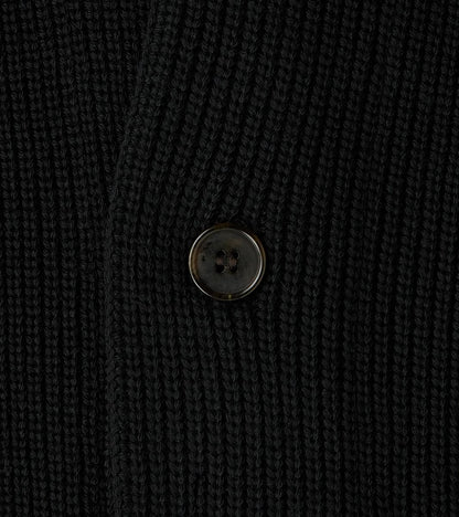 Signature 1-Button Cardigan Solid Wool Yarn Knit - Black