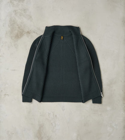 Signature Drivers Zip Solid Wool Yarn Knit - Forest