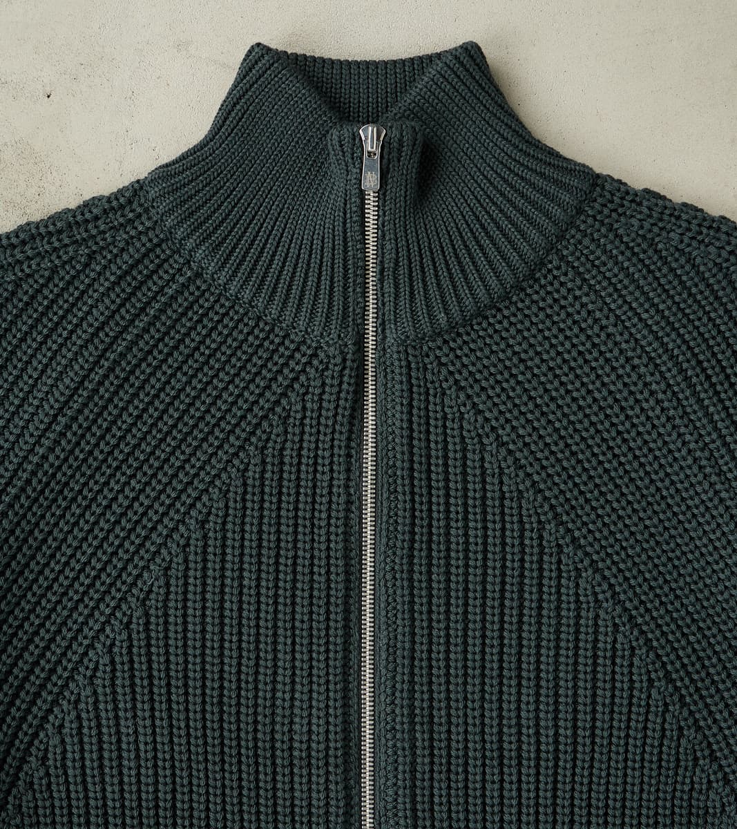 Signature Drivers Zip Solid Wool Yarn Knit - Forest