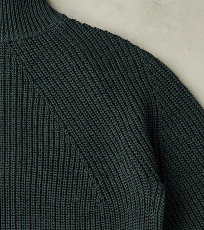 Signature Drivers Zip Solid Wool Yarn Knit - Forest