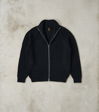 Batoner Signature Drivers Zip Solid Wool Yarn Knit - Navy