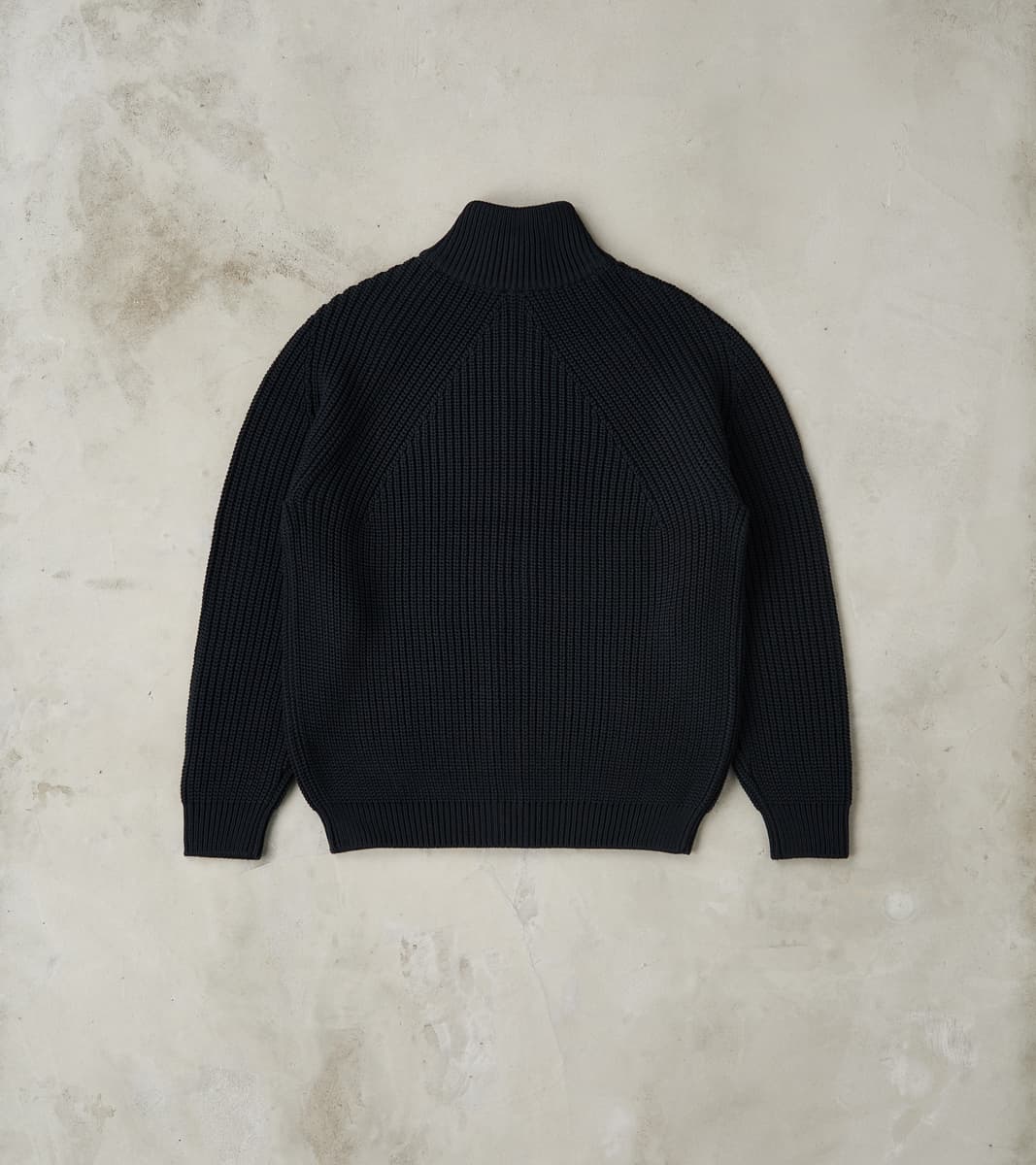 Signature Drivers Zip Solid Wool Yarn Knit - Navy
