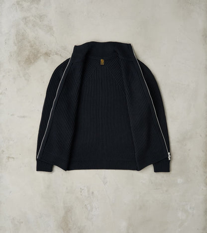 Signature Drivers Zip Solid Wool Yarn Knit - Navy