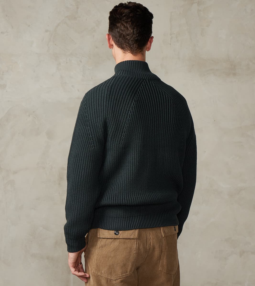 Signature Drivers Zip Solid Wool Yarn Knit - Forest