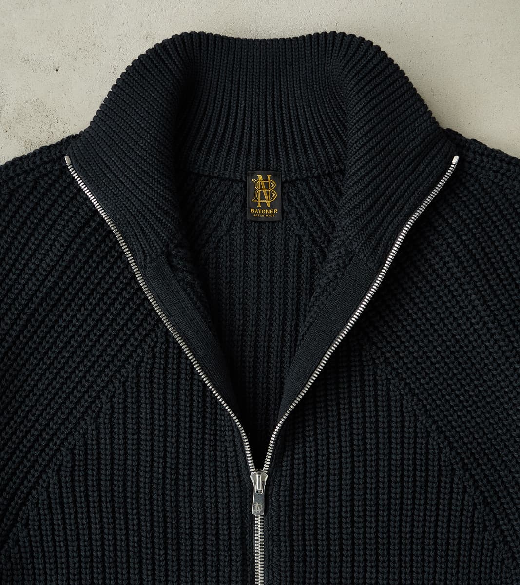 Signature Drivers Zip Solid Wool Yarn Knit - Navy