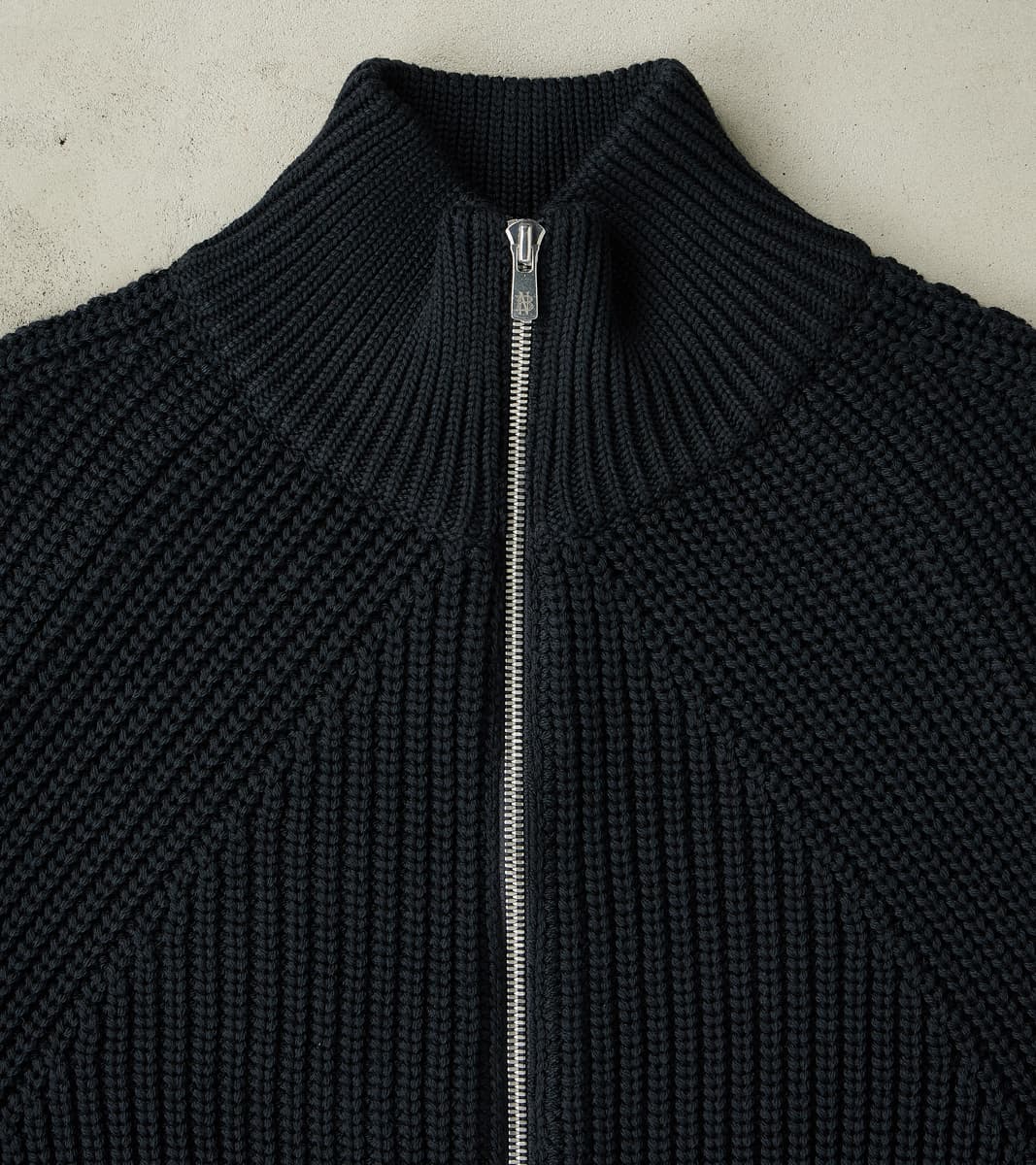 Signature Drivers Zip Solid Wool Yarn Knit - Navy