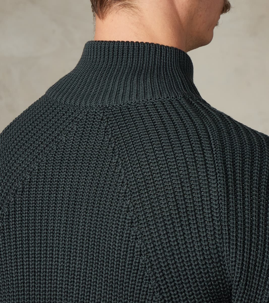 Signature Drivers Zip Solid Wool Yarn Knit - Forest