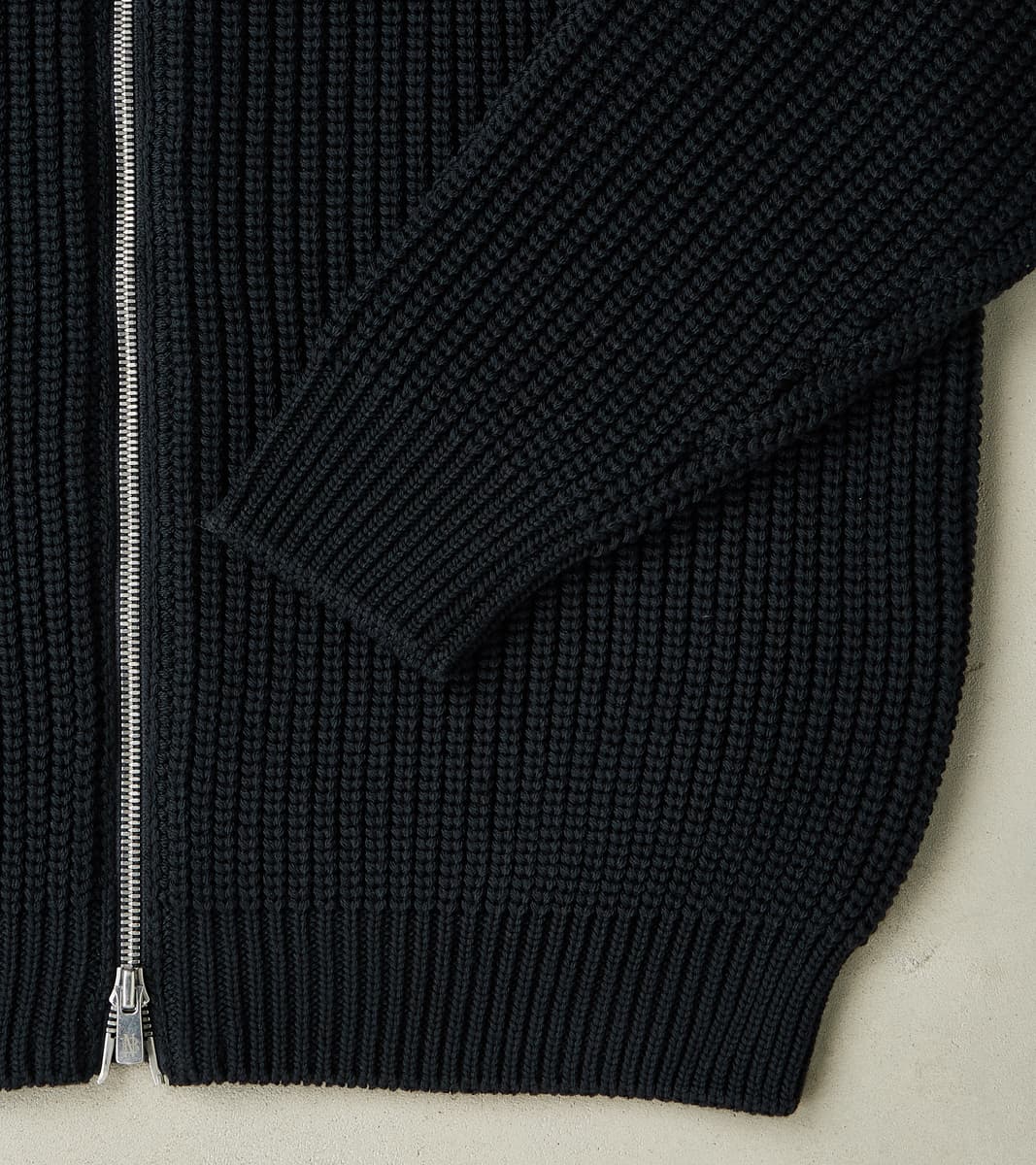 Signature Drivers Zip Solid Wool Yarn Knit - Navy