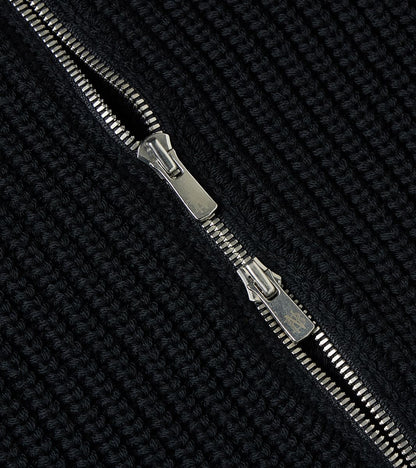 Signature Drivers Zip Solid Wool Yarn Knit - Navy