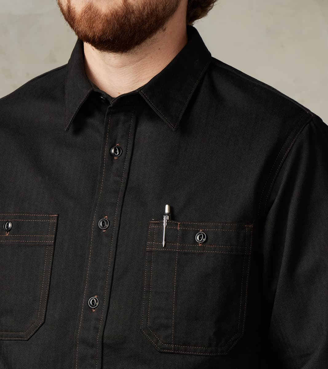 Benzak - BWS-02 - Utility Shirt - 8oz Black Herringbone Twill